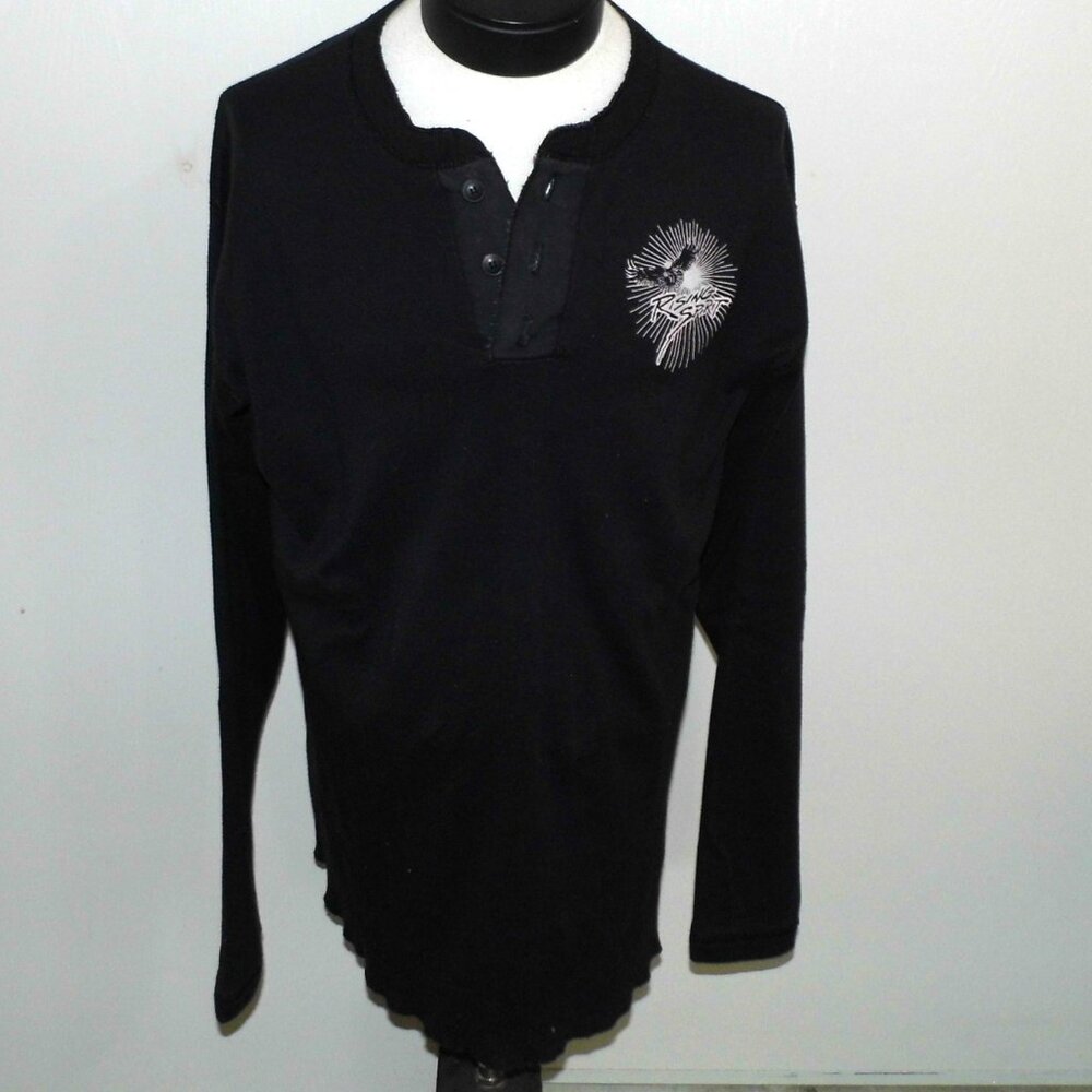 Buffalo Rising Spirit Vtg‎ Black Henley Shirt Made in USA Mens Size XL
